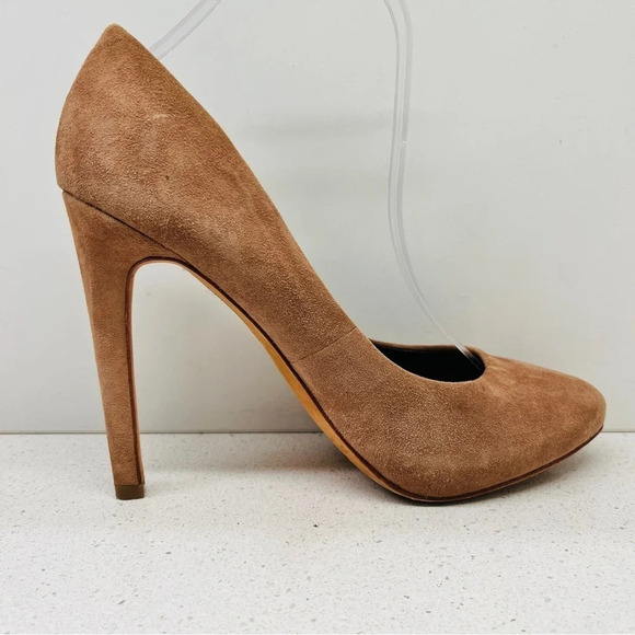 DV Dolce Vita Rosetta Pump Heels Shoes Taupe Tan Genuine Leather Suede Sz 8.5 - Picture 7 of 16